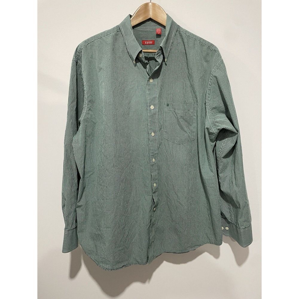 Izod Men's Button Plaid‎ Shirt Long Sleeve Mens XL